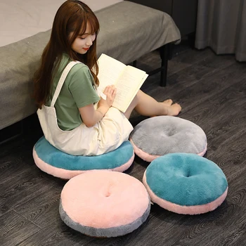 

A Variety Of Cartoon Solid Color Imitation Rabbit Plush Round Cushion Comfortable Warmth Can Be Ofice Home In Winter Warmth Is N