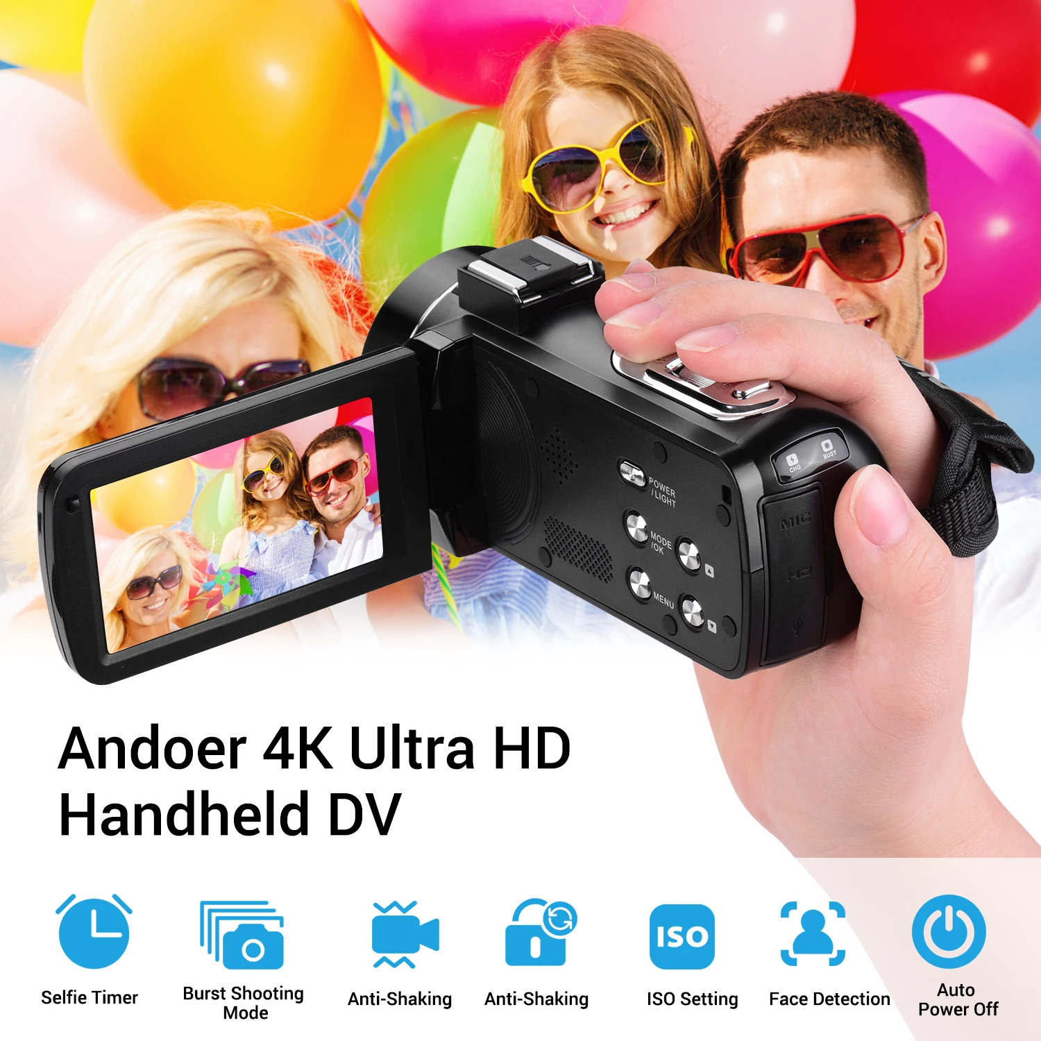 Andoer 4K Ультра HD Портативный DV профессиональная цифровая видеокамера CMOS сенсор