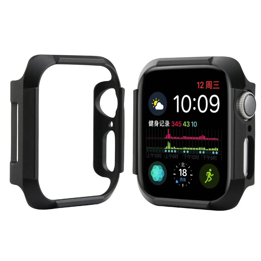 Черный Чехол для часов s для Apple Watch series 5 4 Чехол для часов против падения и царапин 40 мм 44 мм Тонкий ПК Жесткий Корпус для Аксессуары для iwatch - Цвет: Черный
