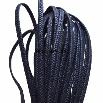 

10m/lot approx: 5*2mm navy Braided Leather Rope Flat Cord Rope for Bracelet DIY Jewelry Making Findings Accessories Handmade