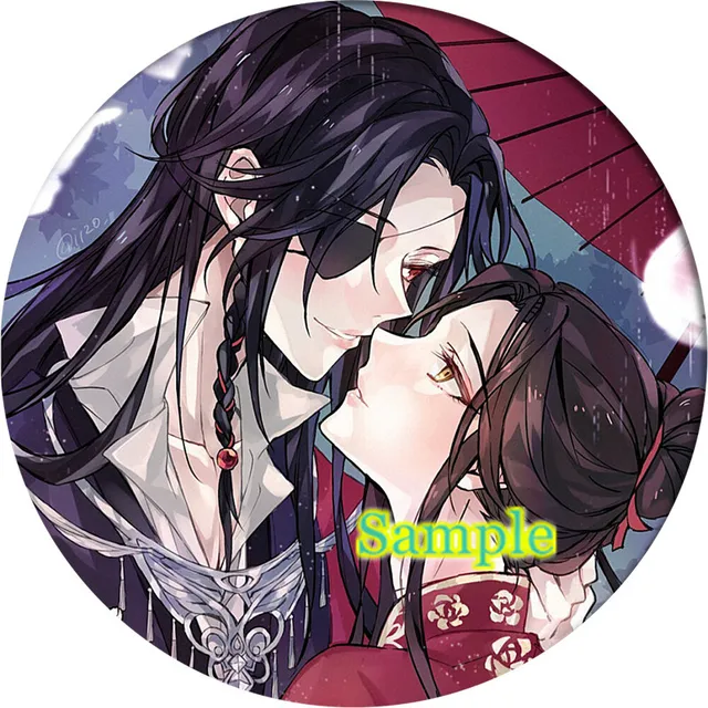 Cartoon tian guan ci fu Hua Cheng Xie Lian Cosplay Badge Brooch Pin Anime Accessories For Clothes Backpack Decoration gift Silver