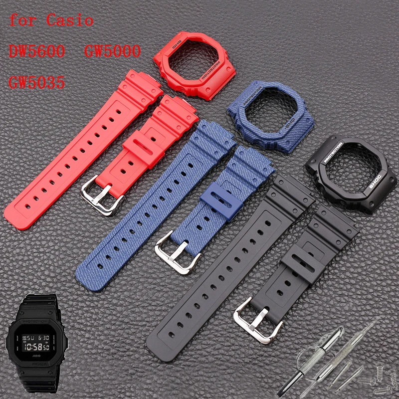 Подходит для Casio серии резиновых ремней G SHOCK DW5600GW5000GW5030 мужчин и женщин спортивный
