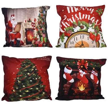 

4pcs Xmas Pillowslips Flannel Pillowcases Home Supply for Festival Office Xmas