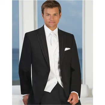 

High Quality Western Style Men Suits Tuxedos Groomsman Three piece Suit Men Wedding Suits (Jacket+Pants+Vest) A133