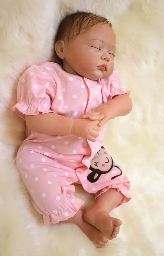 Кукла новорожденного ребенка 55 см Силиконовая и хлопковая кукла Boneca мальчик или девочки игрушка Мода Спящая девочка кукла Дети Рождественский подарок играть - Цвет: E