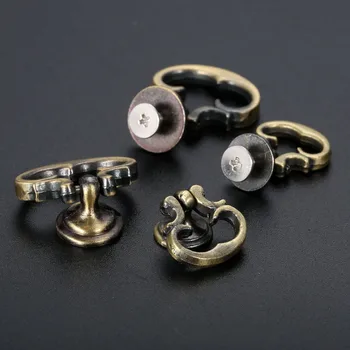 DRELD 5pcs Vintage Alloy Cabinet Handles Furniture Knobs Kitchen Drawer Cupboard Ring Pull Handle Furniture Fittings Bronze Tone