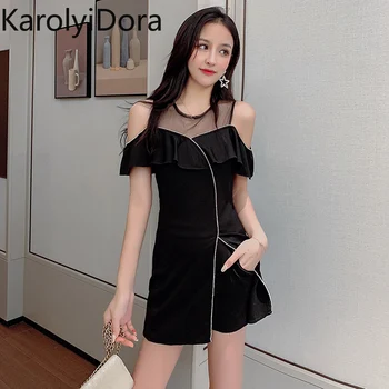 

Women's Mini Dress 2020 Summer New Korean Strapless Slim Dress + Shorts Set