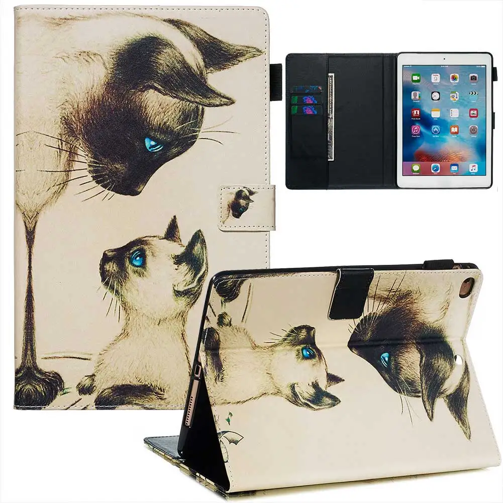 Two Cat-9.7inch С принтом Авто Режим сна/пробуждения умный чехол для iPad 9,7 чехол из искусственной кожи с откидной крышкой с подставкой Чехол для iPad воздуха 10,5 планшетный ПК чехол - Цвет: Two Cat-9.7inch
