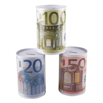 

1PC Tinplate Piggy Bank Spaarpot Euro Dollar Car Pattern Piggy Bank For Desktop Decoration Storage Box Random