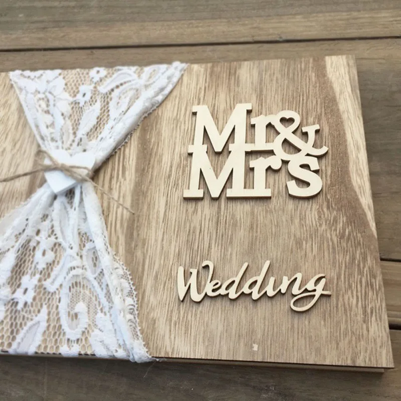Свадебные деревянные принадлежности, портативная книга для подписи MR& MRS, свадебная уникальная романтическая книга для подписи, 10 страниц
