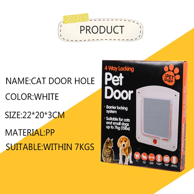 Pet Door Free Entry And Exit Two-way Safety Dog Cat Flap with Security PP Material Puppy Hole