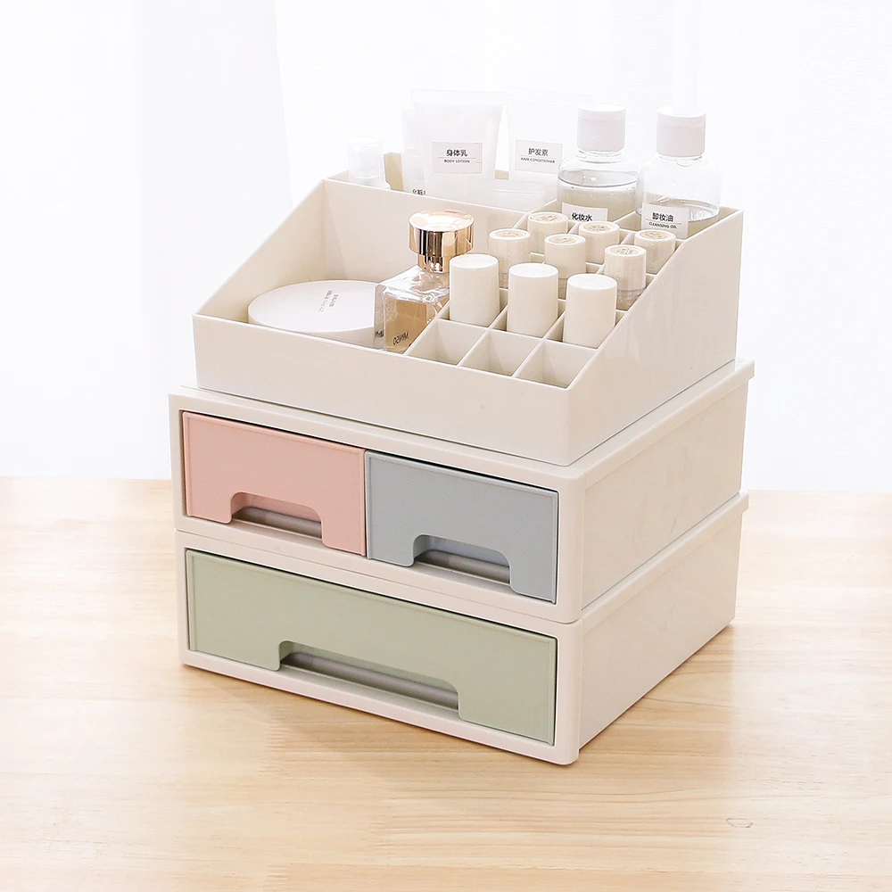  BNBS Desktop Makeup Organizer Case Stand For Cosmetics Plastic Storage Makeup Boxes For Jewelry Nai