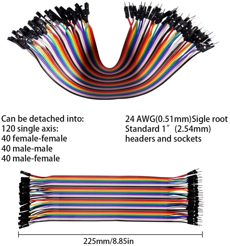 New Jumper Wires Male to Male, Male to Female, Female Female 20CM Wires Kit W 2 x 830 400 170 Point Solderless Breadboards