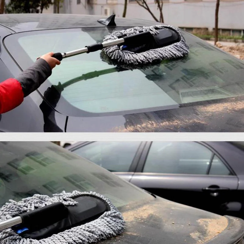 Щетка для чистки автомобиля Авто Окно Duster Выдвижная нержавеющая стальная длинная ручка восковый порошок моющаяся тяга воск Shan шайба