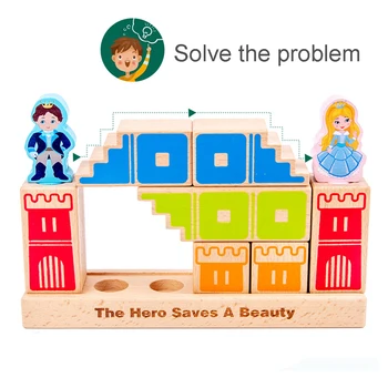 

Kids Board Game Wooden Toy Prince Rescue Princess Castle Stacking Building Blocks Children's Educational Intelligence Toys