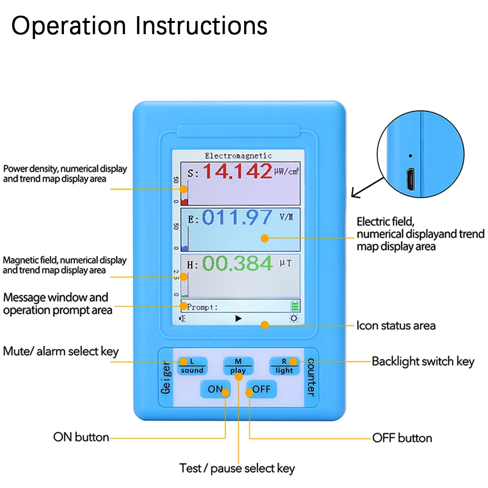 noise decibel meter BR-9A Portable Electromagnetic Radiation Detector EMF Meter High Accuracy Professional Radiation Dosimeter Monitor Tester laser tape