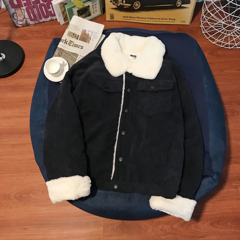 navy blue Зимняя Вельветовая утолщенная Вельветовая куртка, Свободное пальто для мужчин, Свободное пальто, теплая хлопковая стеганая одежда - Цвет: navy blue