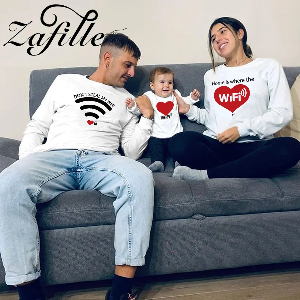 

ZAFILLE Valentine's Day Matching Family Outfits Long Sleeve Pullover Sweater For Family Kids Letter Printed Mommy And Me Outfits