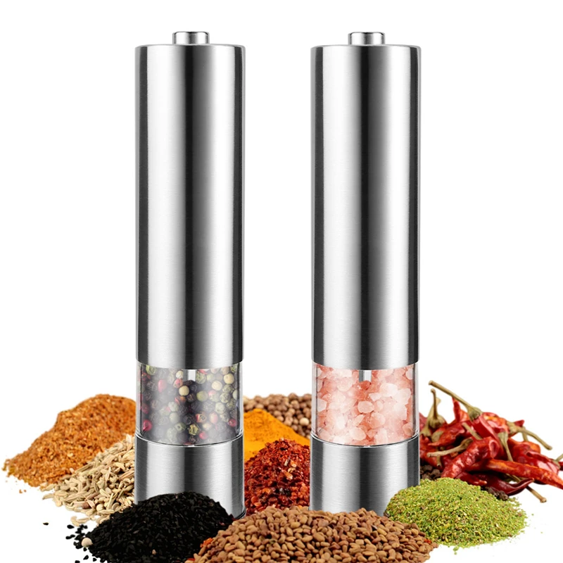 Electric Salt and Pepper Grinder Mill Stainless Steel Pepper Spices Mill Cutter Kitchen Seasoning Tools Accessories for Cooking
