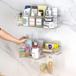 Bathroom Storage Rack Siver 304 Stainless Steel Holder Waterproof Non Perforated Wall Hanging Storage Set Multifunctional Rack