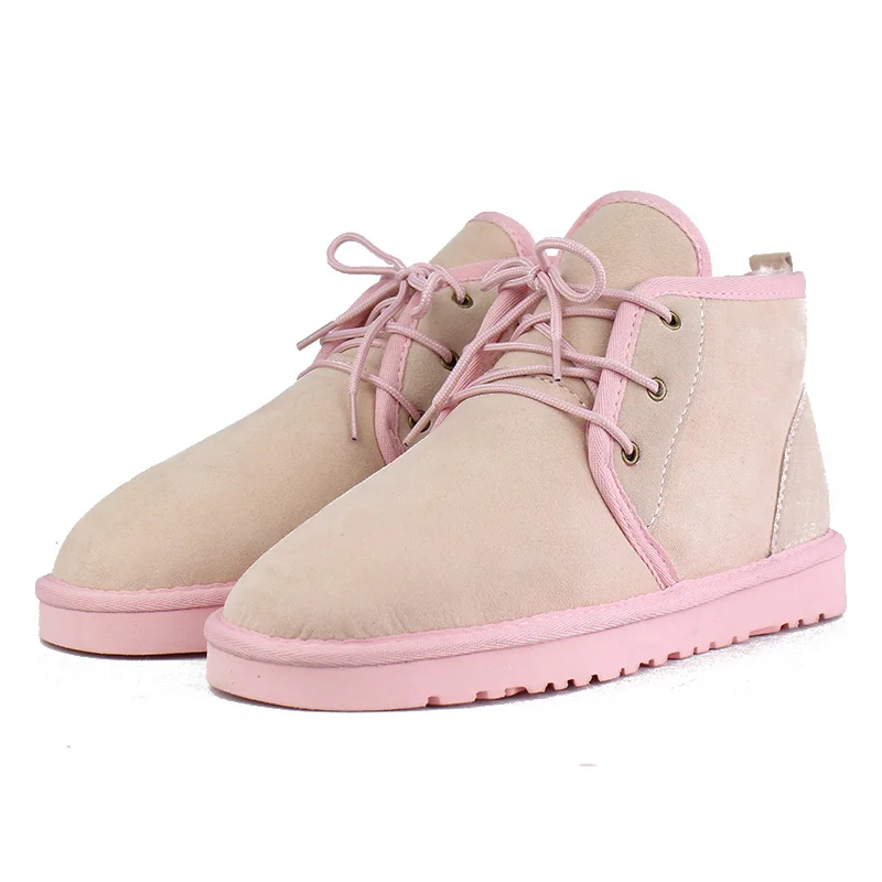 Pink Одежда высшего качества Женские модные зимние ботинки из натурального Меха Теплые ботильоны Водонепроницаемый теплая шерсть женские зимние ботинки - Цвет: Pink