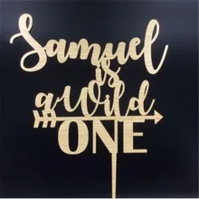 Индивидуальное Имя торт Топпер Дикий один на заказ первый день рождения деревянный для торта Топпер ребенок душ украшения для торта для вечеринки