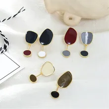 Модные Цветные Металлические серьги-гвоздики геометрической формы женские популярные классические серьги-гвоздики женские красные прямоугольные серьги-гвоздики для женщин