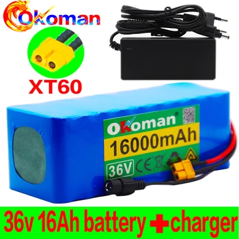 

36V 10S4P 16Ah 500W high capacity 42V 18650 lithium battery pack 16000mAh electric bicycle scooter with BMS XT60 Plug + charger