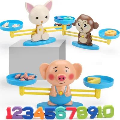 Math Match Game Board Toys Monkey Digital Balance Scale Toy Kids Educational Toy Addition Subtraction Math Toys Christmas Gift