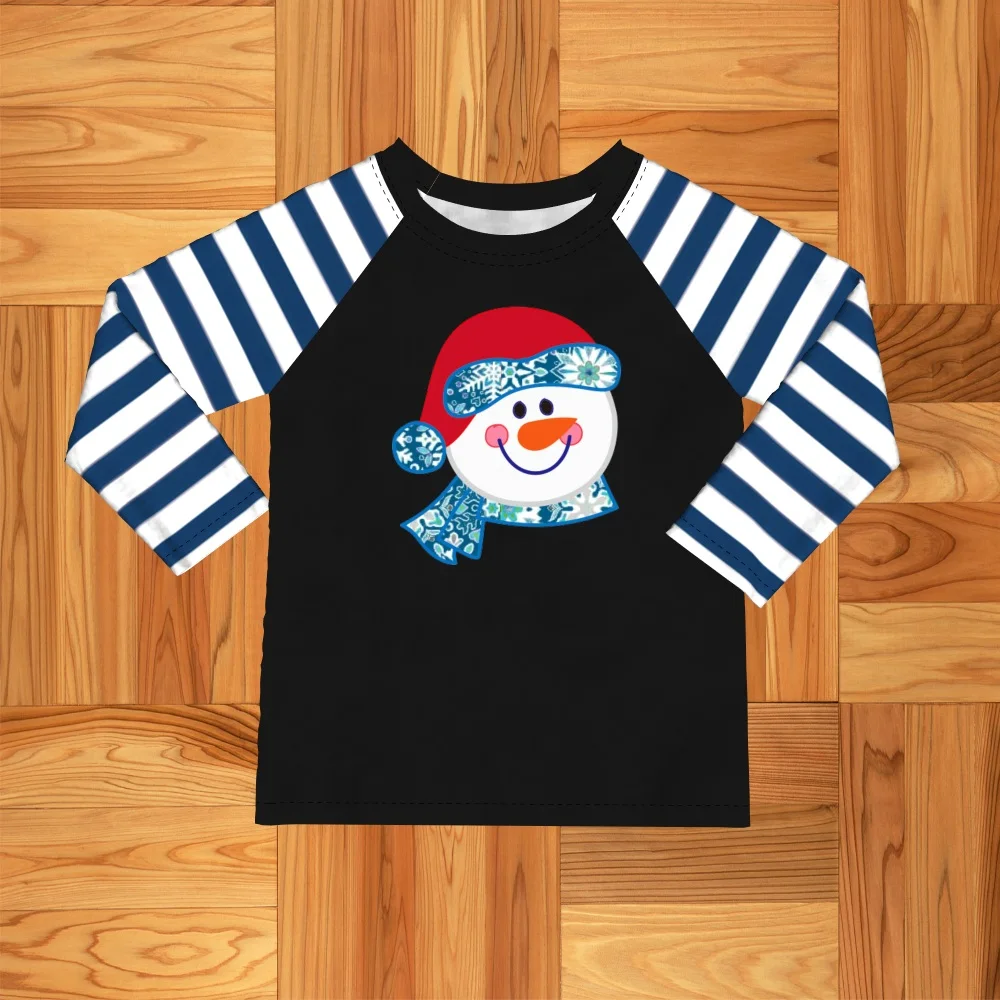 

New style Boy T-shirts Baby clothes Snowman Stripe pattern Boy clothes upper outer garment Free Shipping 1908011161HY