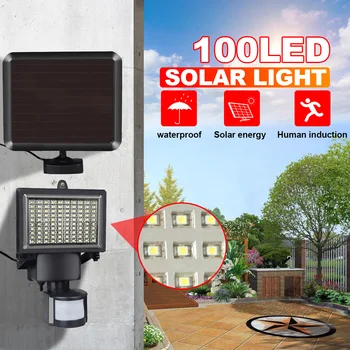 

100LED Solar Wall Lights Outdoor Solar Security Lights IP44 Waterproof Solar Flood Light for Front Door Garden Pathway Back Yard