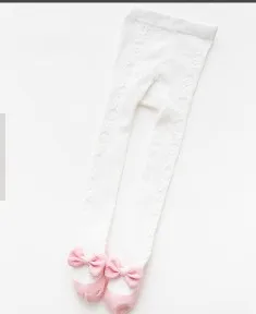pink bow Колготки для маленьких девочек колготки для новорожденных мальчиков, вязаные колготки для малышей Детские хлопковые колготки для малышей однотонная одежда для маленьких девочек - Цвет: pink bow