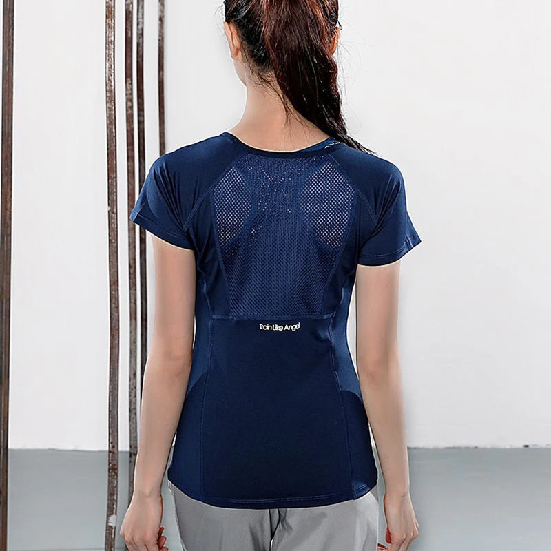 Quick Dry Short Sleeve Sports T-Shirt Gym Clothes Yoga Shirt Workout Tops For Women Fitness