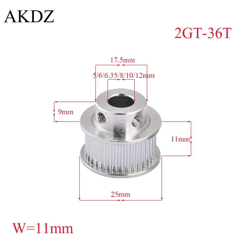 

GT2 Timing Pulleys 36 Teeth 2GT Wheel Parts Bore 5mm 8mm Aluminium Gear Tooth Width 6mm 10mm 3D Printers Part