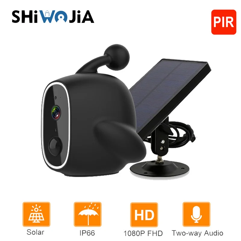 SHIWOJIA 1080P Mini Solar Camera Wifi Outdoor IP67 Waterproof  Power Battery IP Camera 1080P PIR Surveillance Security CCTV Cam