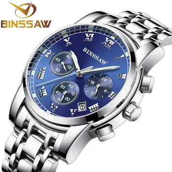 

BINSSAW New 2018 Men Quartz Stainless Steel Fashion Sports Watch Luminous Calendar Original Luxury Brand Relogio Masculino