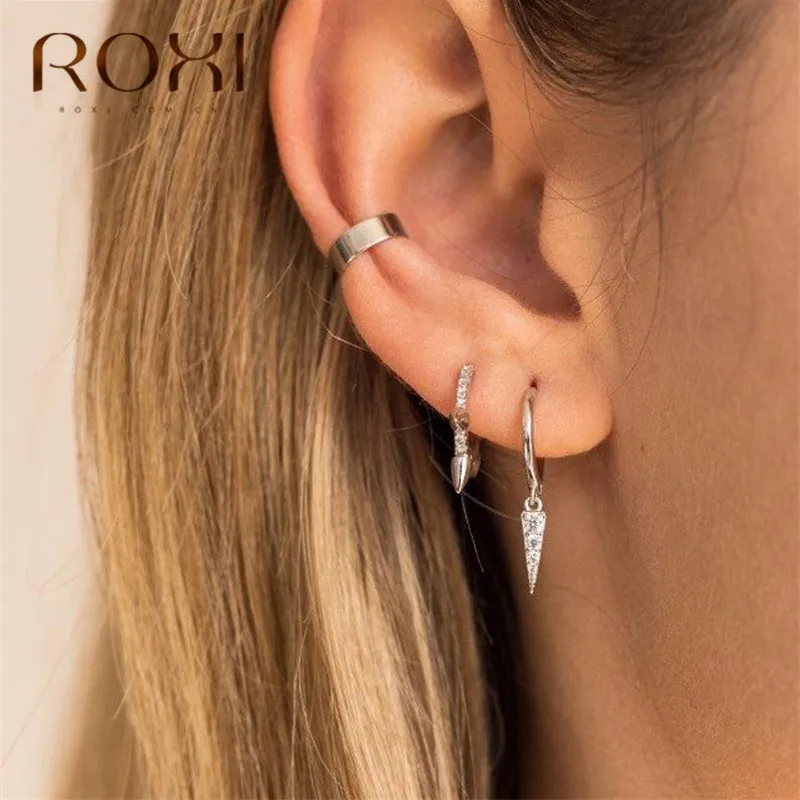 ROXI простые серьги из стерлингового серебра 925 пробы для женщин, круглые клипсы на сережках, золотые серебряные цвета, маленькие серьги-манжета без пирсинга, ювелирные изделия
