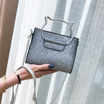

2020 New zi mu bao Shoulder Crossbody Chain Bag Bright Stars Cat Ears Hand Sequins Small Package