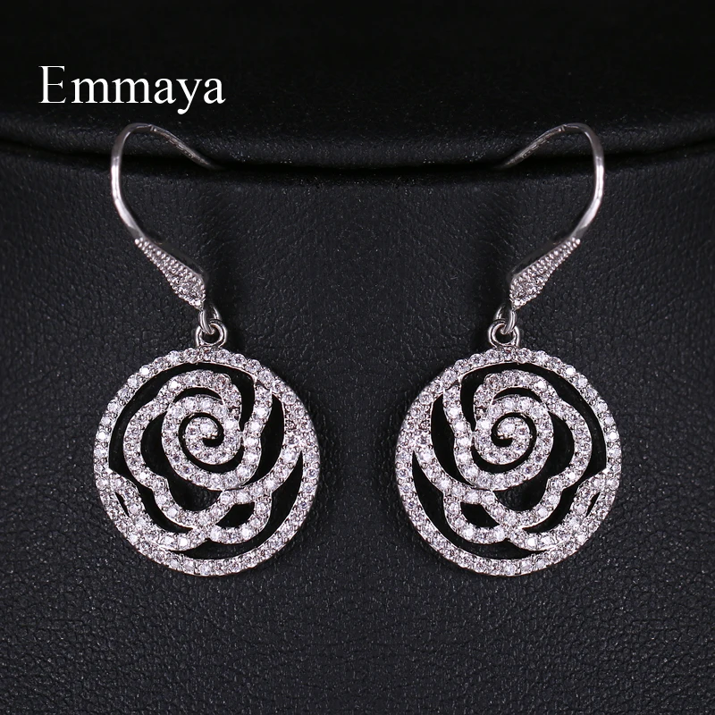 Emmaya новейший модный дизайн посеребренные необычные серьги с дизайном «Роза» Для женщин элегантное украшение в Свадебные вечерние подарок подруге