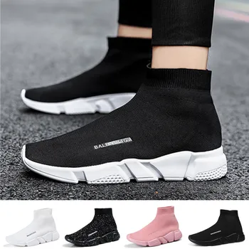 

New Women's Sneakers Spring Socks Shoes Couple Light Fly-woven Walking Women Shoes