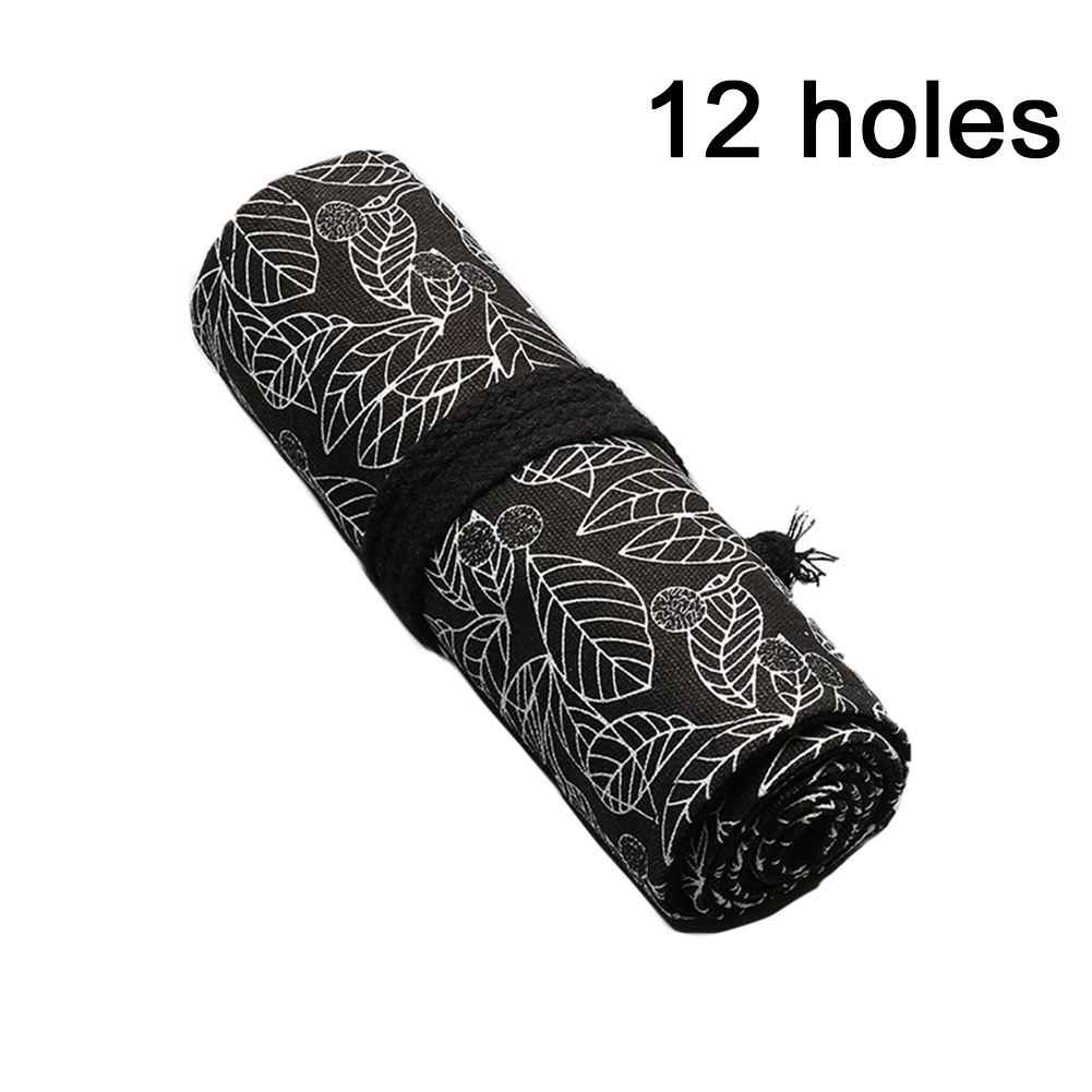 Pen Bag Cute Pouch Large Capacity School Pencil Case Student Canvas Stationery Leaf - Цвет: 12 Holes
