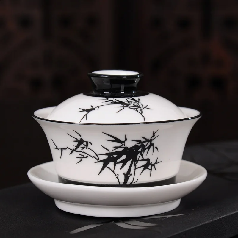 Китайский стиль чайная тарелка Gaiwan Винтаж Ручная роспись Керамическая чайная посуда наборы ручная роспись фарфоровый чайный набор кунг-фу чаша