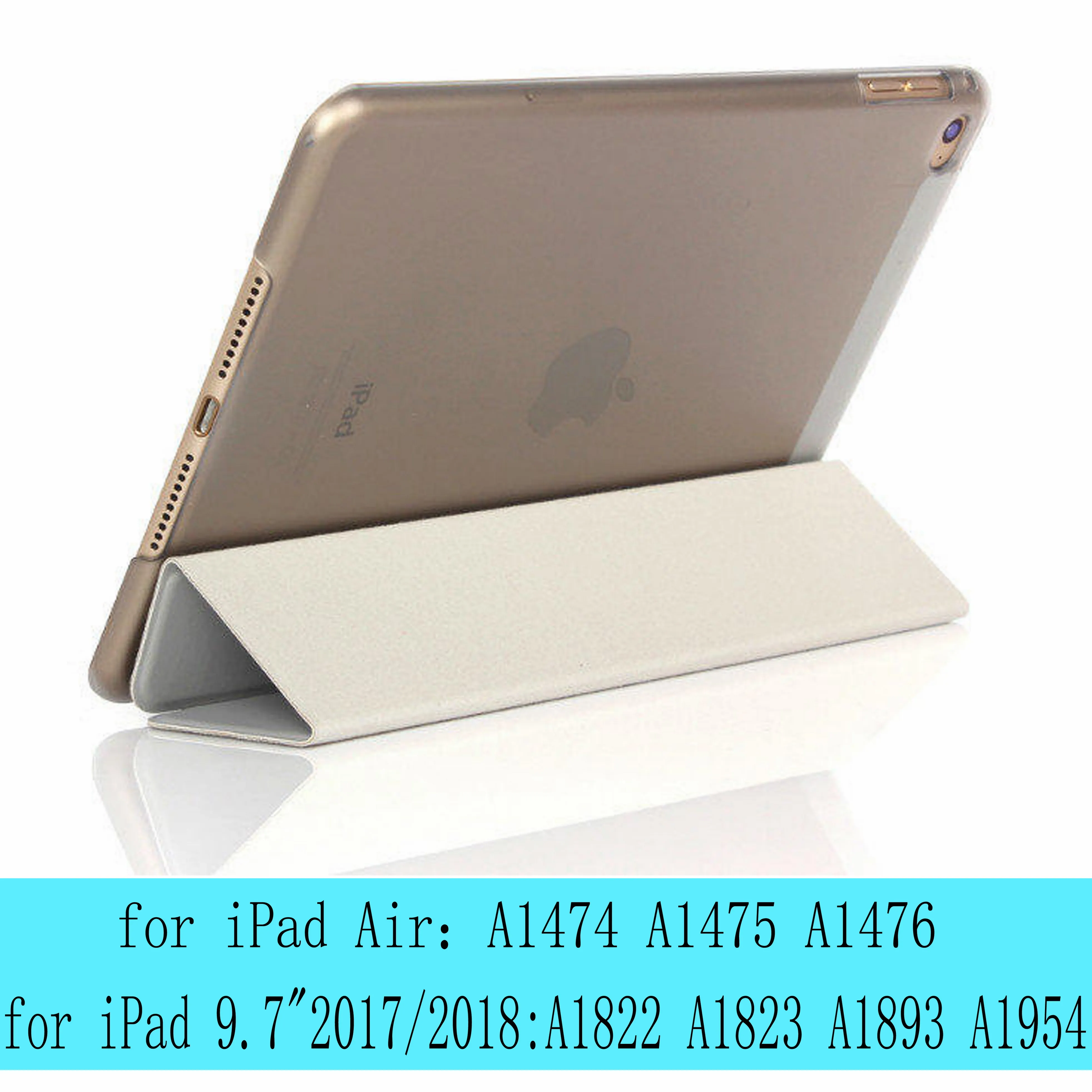 Чехол для iPad 9,7 6-го поколения, Чехол Air 3 2 1 Pro 10,5, прозрачный чехол, умный чехол для сна из искусственной кожи - Цвет: gray-L-New9.7 Air