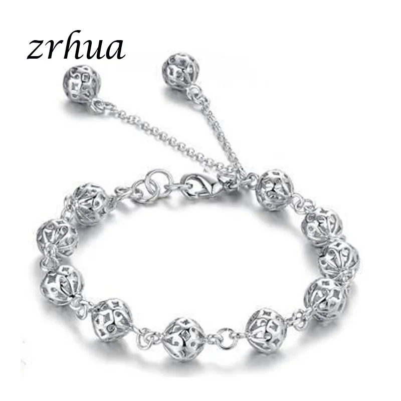 ZRHUA высокое качество серебро Цвет браслет для Для женщин вечерние торговые ювелирные изделия из бисера очаровательная Свадебная вечеринка обручальные подарки
