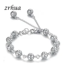 ZRHUA высокое качество серебро Цвет браслет для Для женщин вечерние торговые ювелирные изделия из бисера очаровательная Свадебная вечеринка обручальные подарки