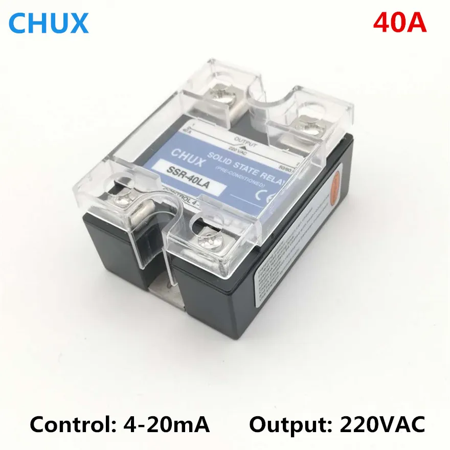 

CHUX Voltage Regulator Solid State Relay 40A 50A 4-20mA SSR-40LA Single 1phase 220VAC SSR Relays