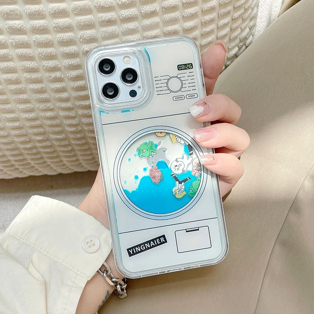 iphone 13 pro phone case Washing Machine Cute Doll Phone Case For iPhone 13 Pro Max XSMAX 11 Pro Max XR XS 7 8 PluIs Liquid Quicksand Soft Silicone Cover iphone 13 pro max case
