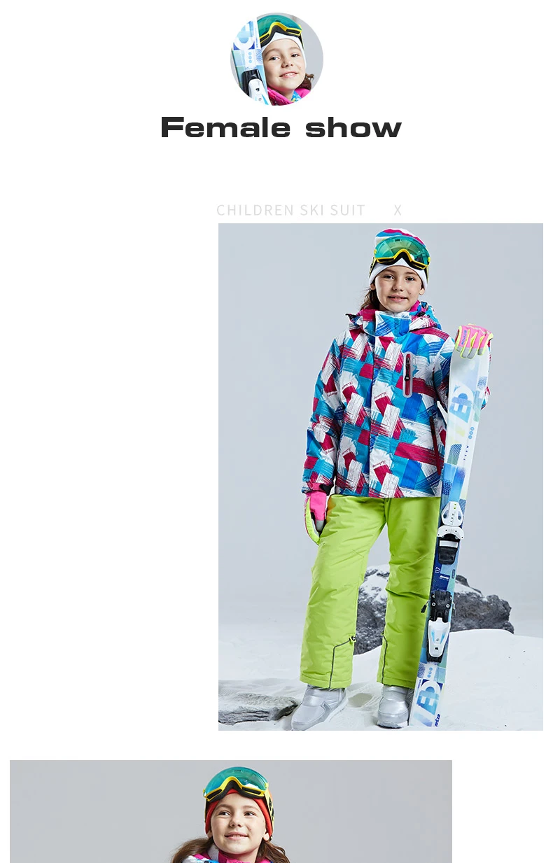 Kids Ski Suit Windproof Waterproof Warm Jacket&Pants Girls Boys Snow Set Winter Outdoor Wear Skiing Snowboarding Jacket Children