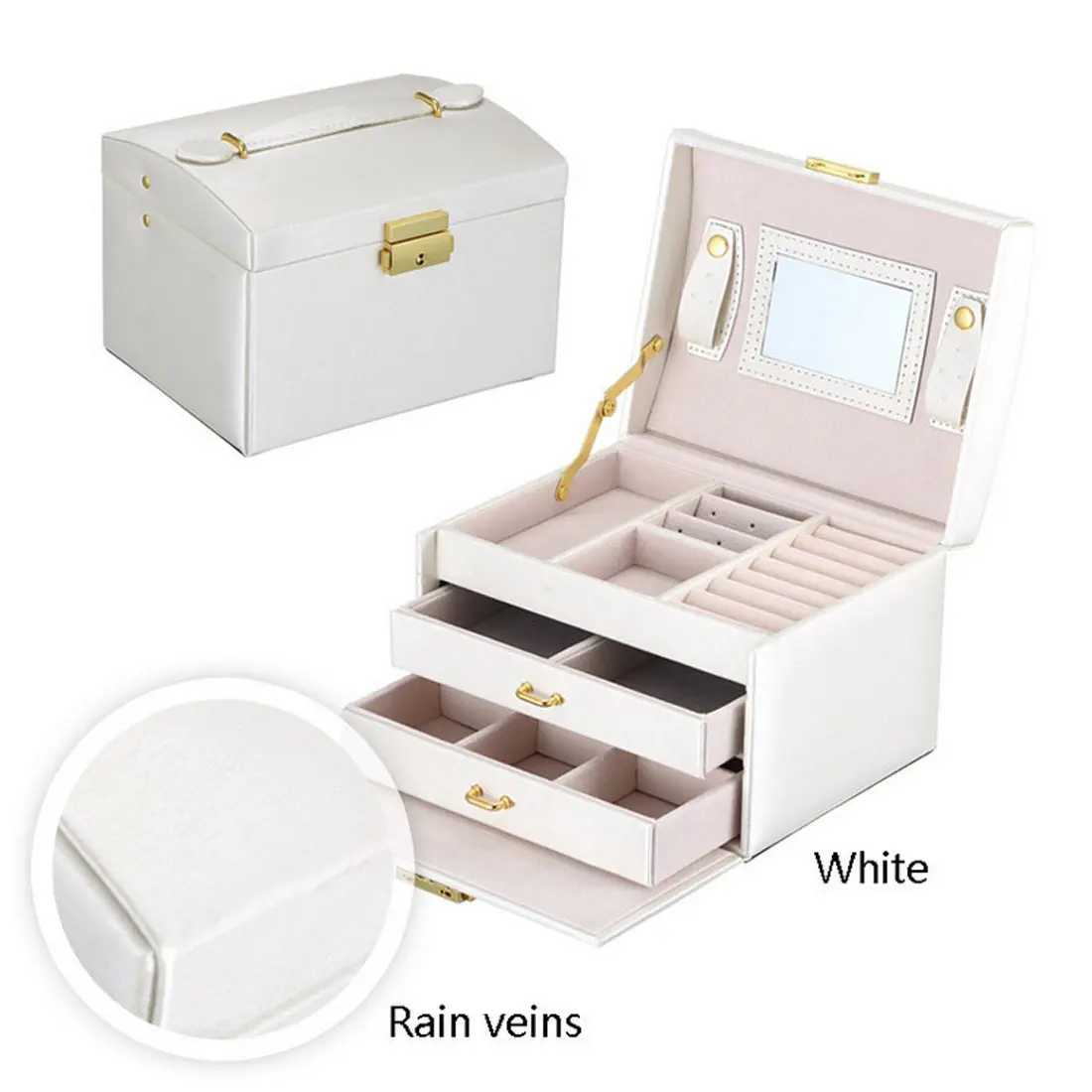 Three Layers Classical High Quality Leather Jewelry Box Jewelry Exquisite Makeup Case Jewelry Organizer Fashion Gift Box