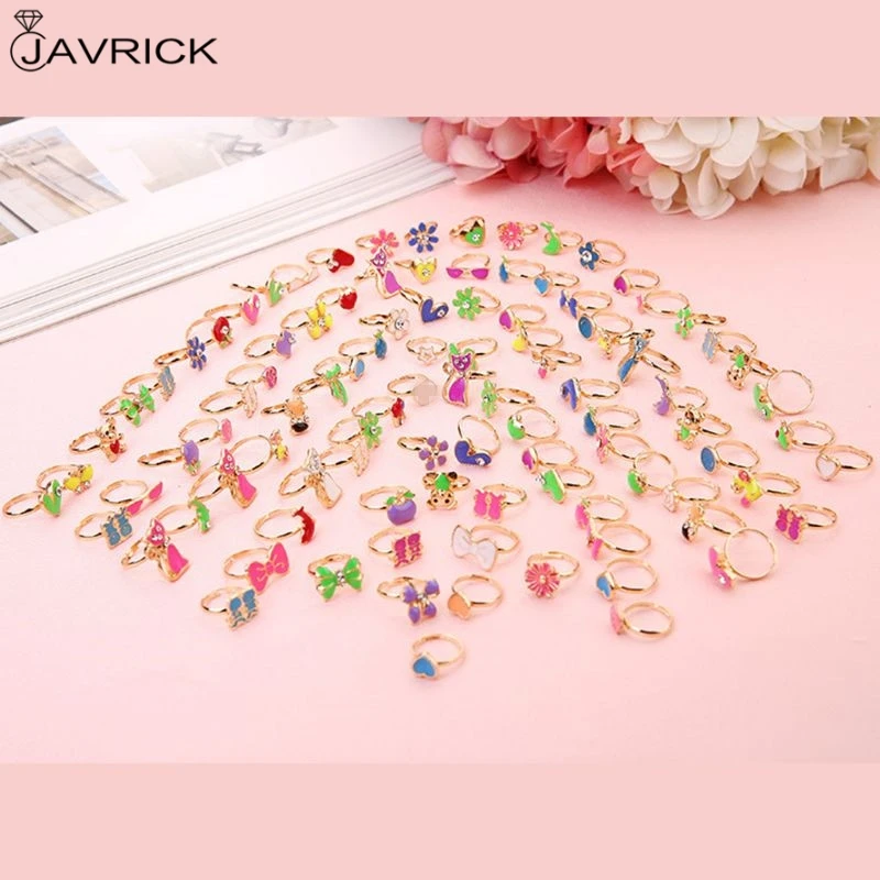 36 Pcs Ring Set Cartoon Children Flower Animal Adjustable Alloy Kids Rings